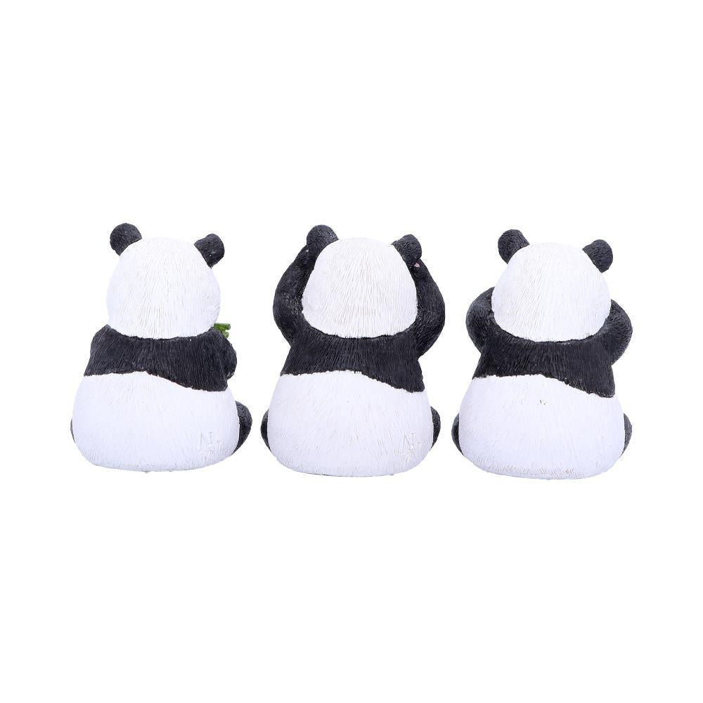 3 Wise Panda Figurines Animal Sculptures See No Hear No Speak No Evil Ornament