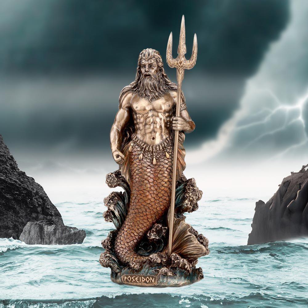 Poseidon God of the Sea Bronze Figurine 18.5cm | Mythology Decor Statue Gift