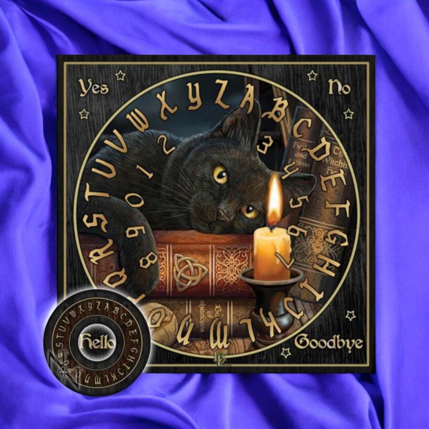 Witching Hour Spirit Board - MDF Gothic Black Cat Ouija Board Decor, Mystic Divination