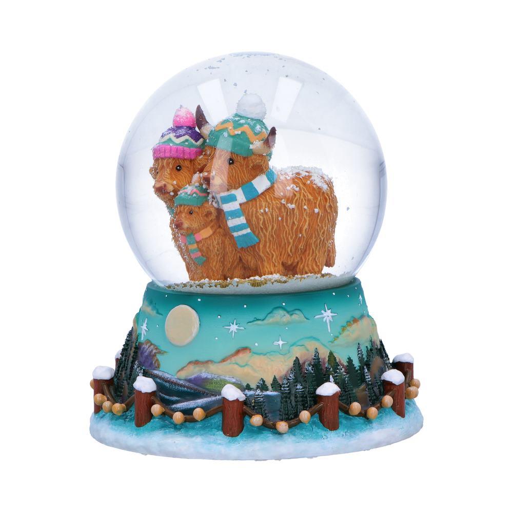 Highland Cow Snow Globe Christmas Winter Scottish Cattle Family Ornament