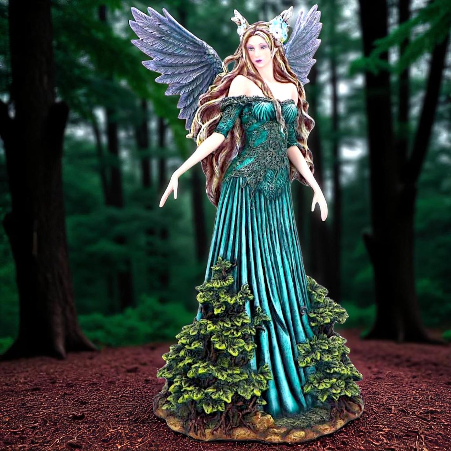 Gothic Fantasy Fairy Figurine Woodland Angel Sculpture Nature Spirit Statue Decor