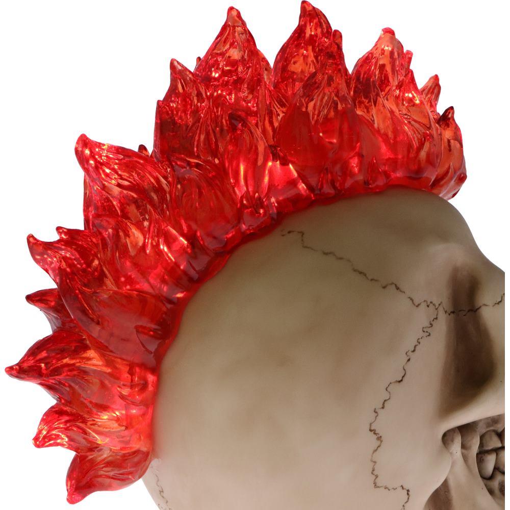 Gothic Skull with Led Flame Mohawk Sculpture Horror Creepy Halloween Figurine