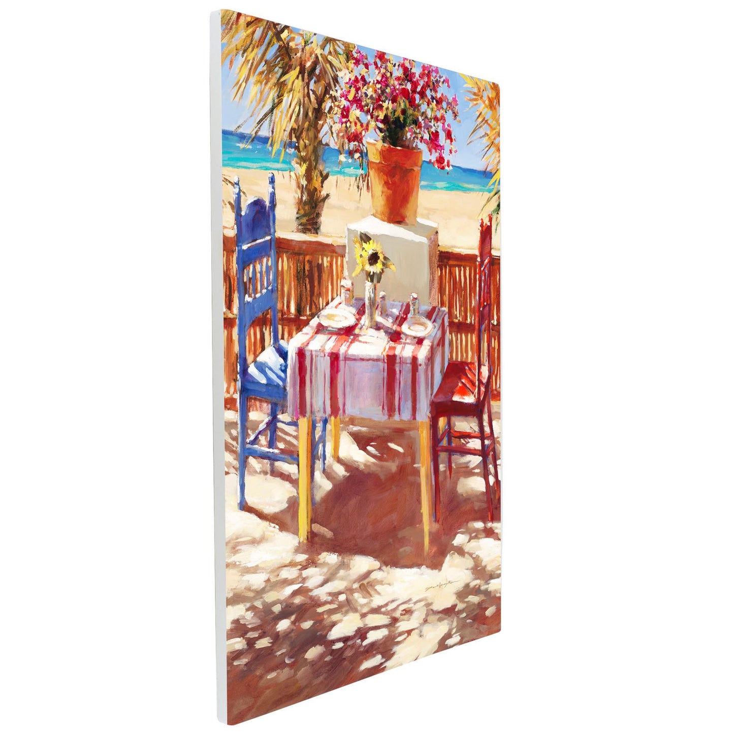 Brent Heighton Seaside Cafe Ceramic Art Tile 30x20cm Wall Decor Beach Scene-Osiris Craftworks