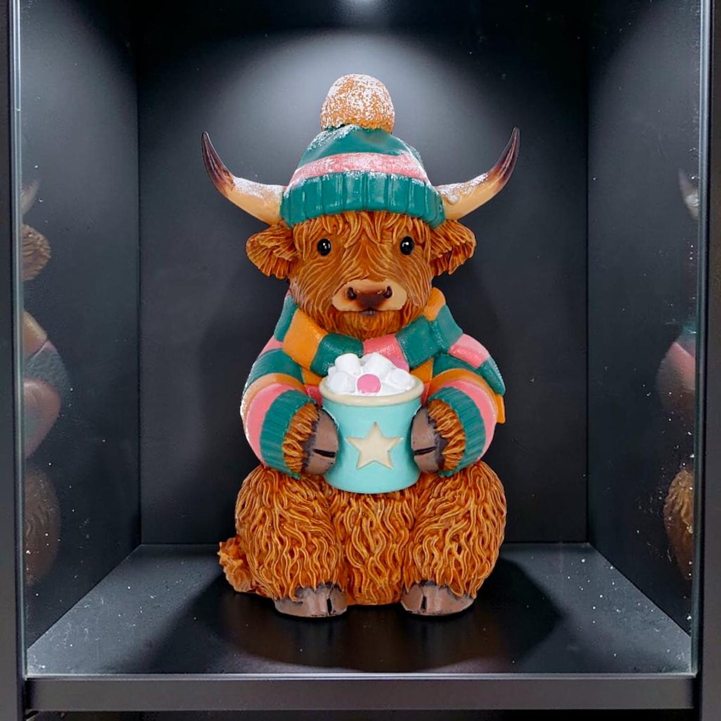 Highland Cow Statue Figurine Ornament Christmas Winter Scottish Cow Gift