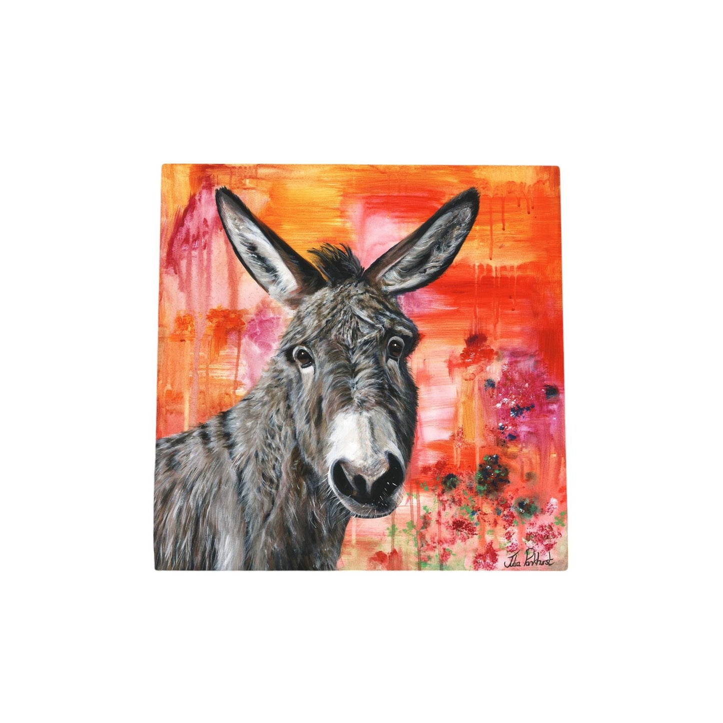 Dave the Donkey Ceramic Art Tile by Pankhurst Gallery 20x20 cm – Wall Decor, Boxed & Ready to Hang