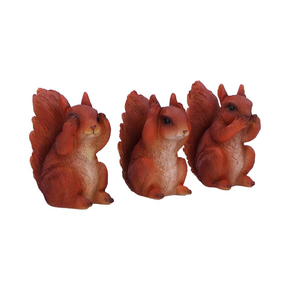 Three Wise Squirrel Figurines Hear See Speak No Evil Woodland Animal Statue