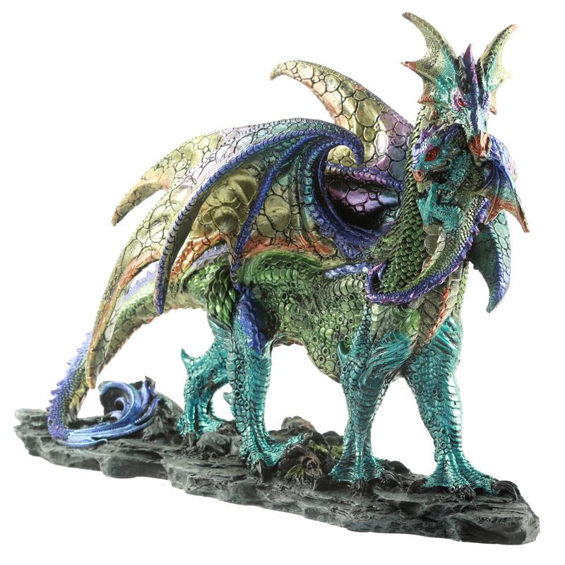 Majestic Mother Dragon Statue Mystical Fantasy Figurine Gothic Decor Ornament