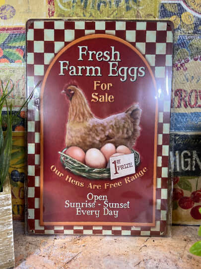 Fresh Farm Eggs For Sale Metal Sign - Rustic Chicken Design - Vintage Style Kitchen & Farmhouse Decor - 20x30cm-Osiris Craftworks