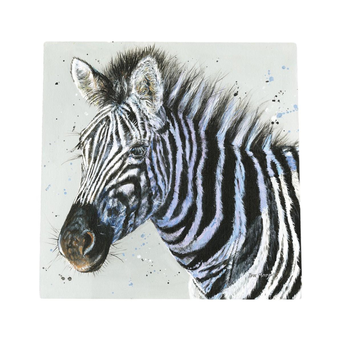 ZANDRA Zebra Ceramic Art Tile by Bree Merryn | 20 x 20 cm Wall Decor | Ready to Hang Animal Print | Modern Wildlife Art | Handmade Ceramic Wall Tile Gift-Osiris Craftworks