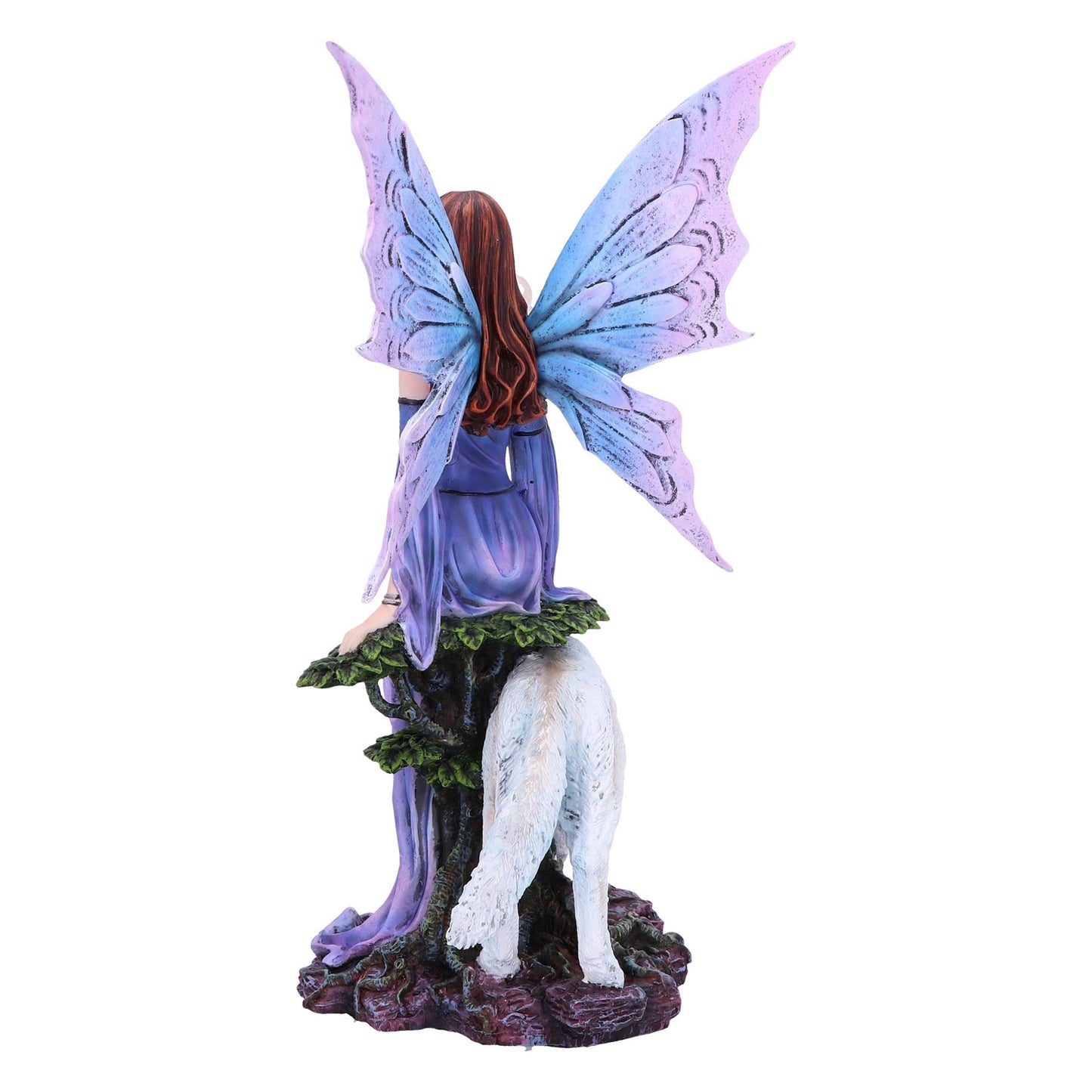 Mystical Fairy Figurine with Wolf Mythical Fantasy Sculpture Home Decor Ornament