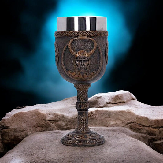 Viking Norse Loki Goblet - Norse Mythology Resin Drinkware, Decorative Collectible Chalice, 15cm