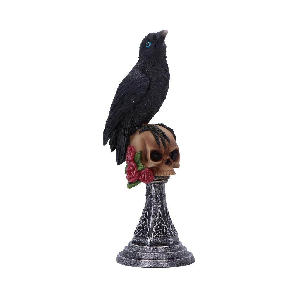 Raven on Skull Gothic Figurine Celtic Rose Base Ornament Occult Horror Statue
