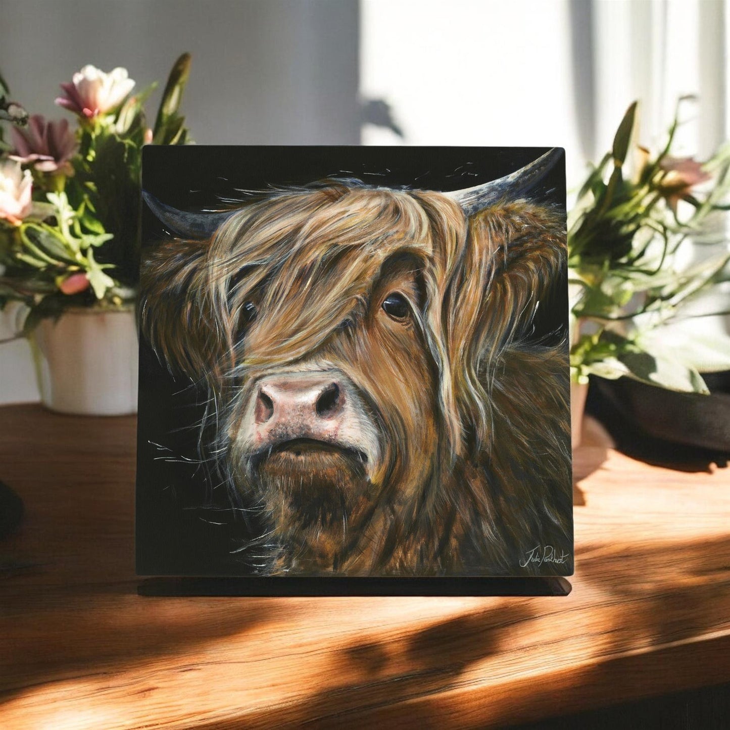 Duncan the Highland Cow Ceramic Art Tile | Pankhurst Gallery