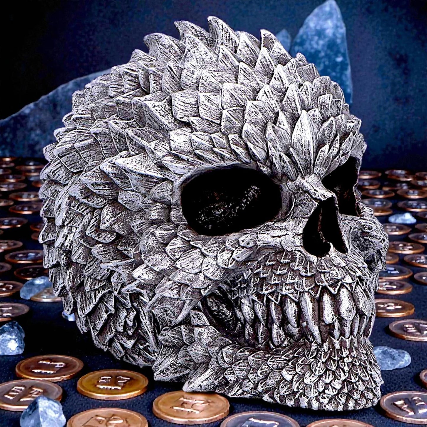 Dragon Scale Skull Statue Scaled Remains Figurine Gothic Collectible Ornament