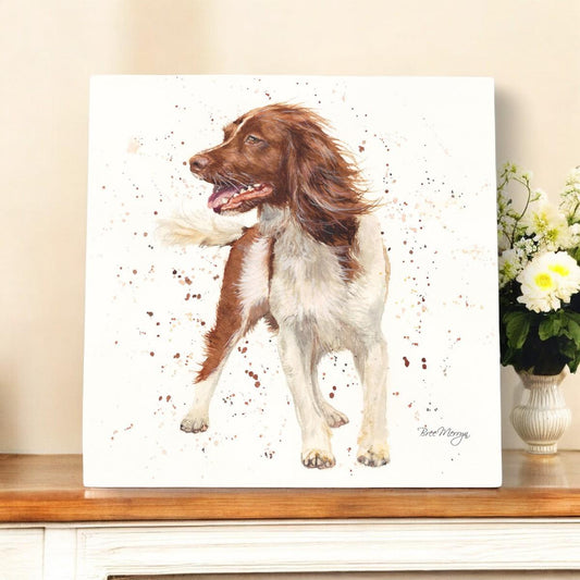 STORM SPRINGER SPANIEL Ceramic Art Tile by Bree Merryn - 20x20 cm Wall Décor - Ready to Hang