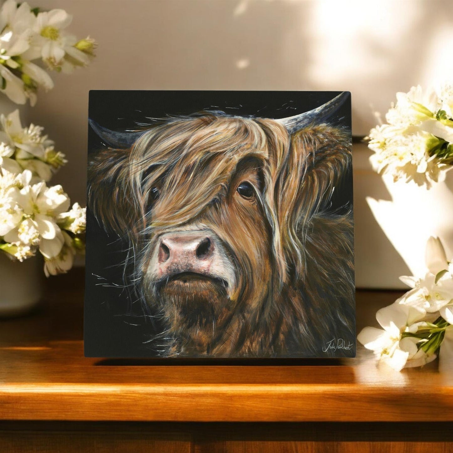 Duncan the Highland Cow Ceramic Art Tile | Pankhurst Gallery