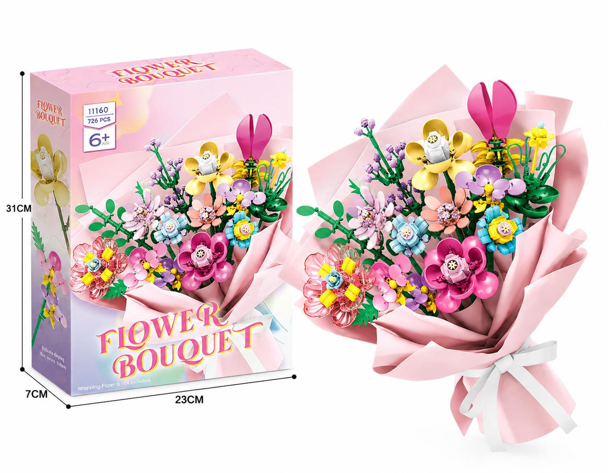 3D Flower Bouquet Building Blocks 726pc Botanical Flowers Construction Set Gift