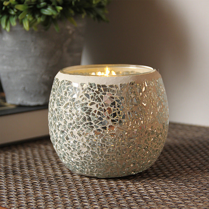 Mosaic glass candle holder