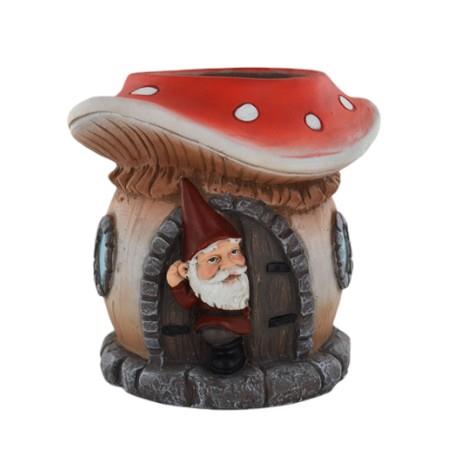 Whimsical Garden Gnome Resin Planter – Unique Mushroom House Design (15x15cm) – Charming Outdoor Décor