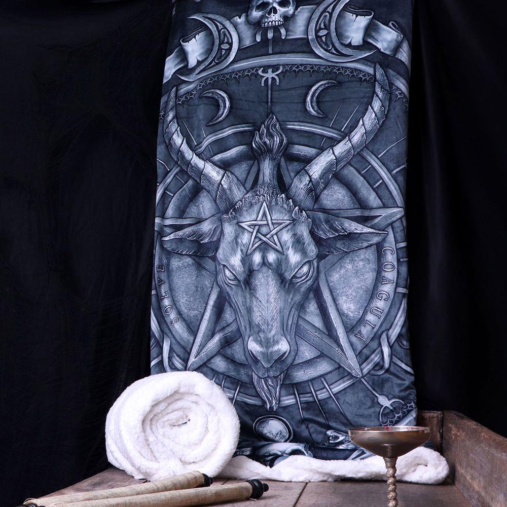 Baphomet Throw Blanket Occult Gothic Home Decor Black Sabbatical Goat Tapestry