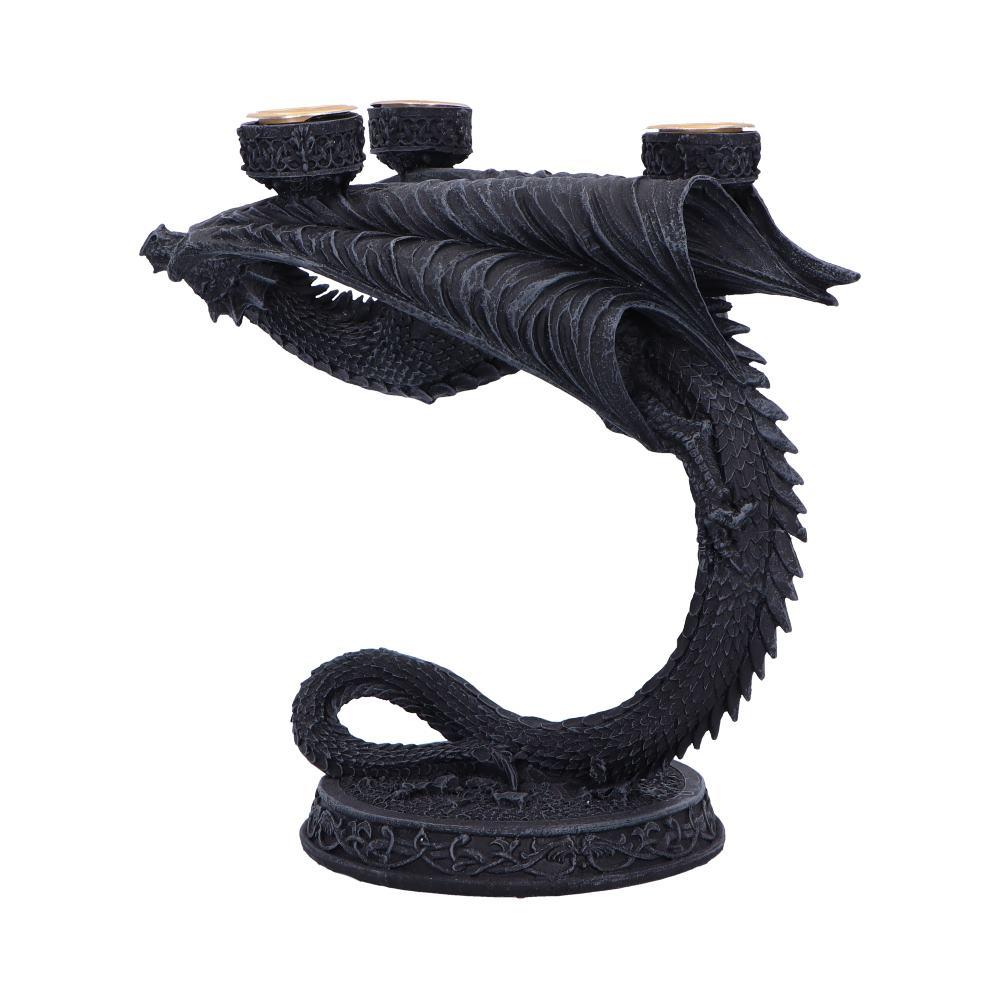 Gothic Dragon Candle Holder Triple Candelabra Fantasy Medieval Sculpture Decor