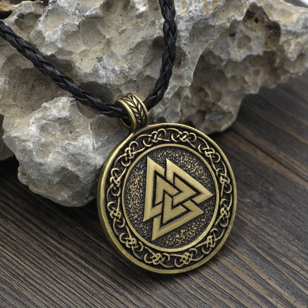 Men Ethnic Viking Warrior Scandinavian Amulet Valknut Odin's Symbol Of Norse Runes Necklace