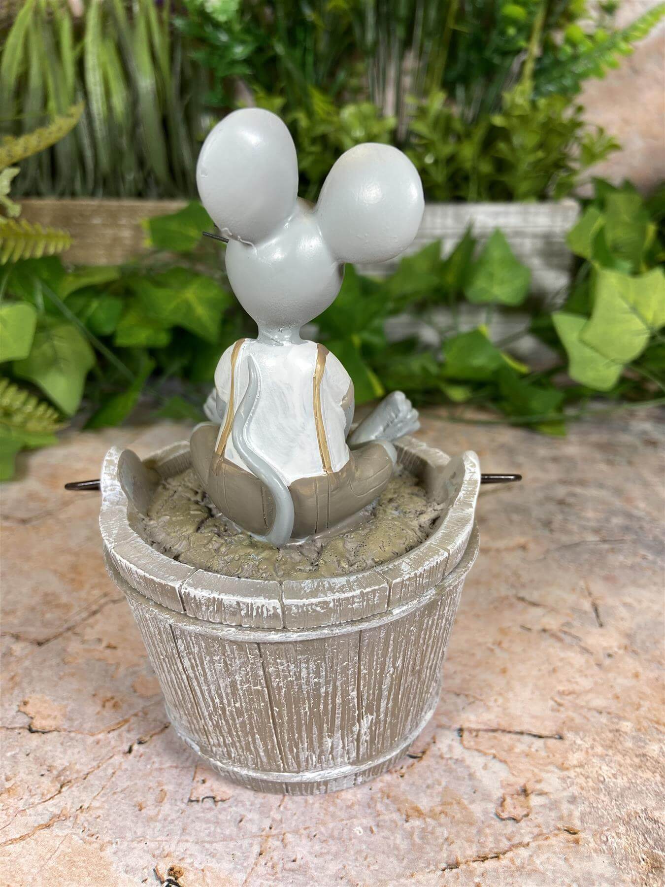 Cheeky & Charming Hilarious Mouse on Resin Bucket Lid Garden Ornament-Osiris Craftworks