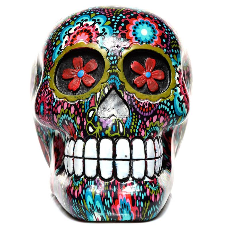 Vibrant Sugar Skull Fantasy Ornament Day of the Dead Gothic Decor Fantasy Figurine