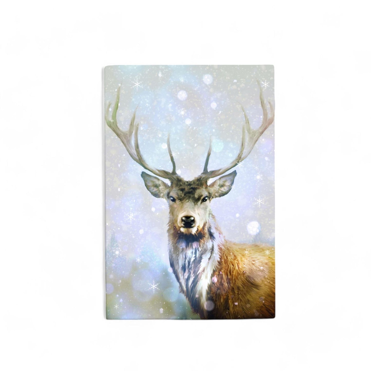 DEER IN SNOW FALL Ceramic Art Tile by P.F. Johnson 30X20cm - Ready to Hang, Winter Wildlife Wall Art, Christmas Gift