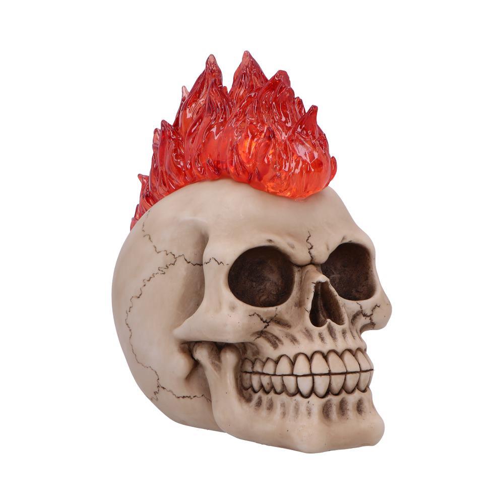 Gothic Skull with Led Flame Mohawk Sculpture Horror Creepy Halloween Figurine