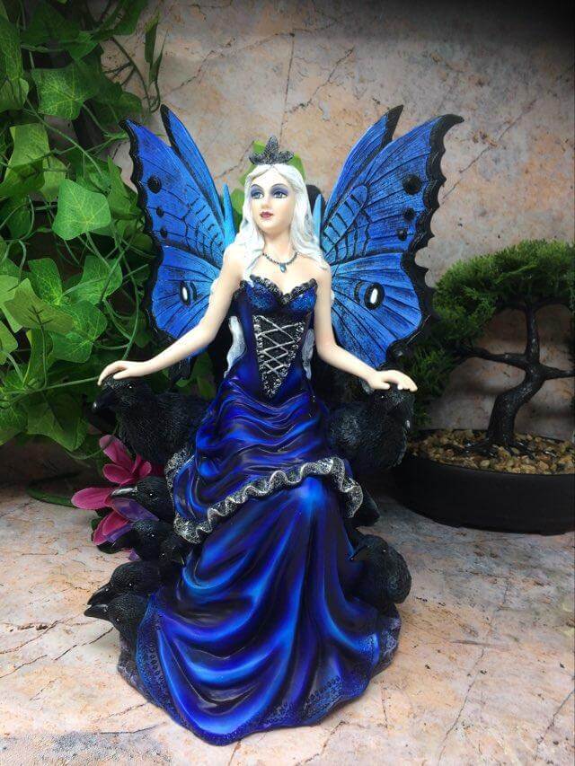 Dark Fairy and Ravens Companion Sculpture Statue Mythical Creatures Figure Gift