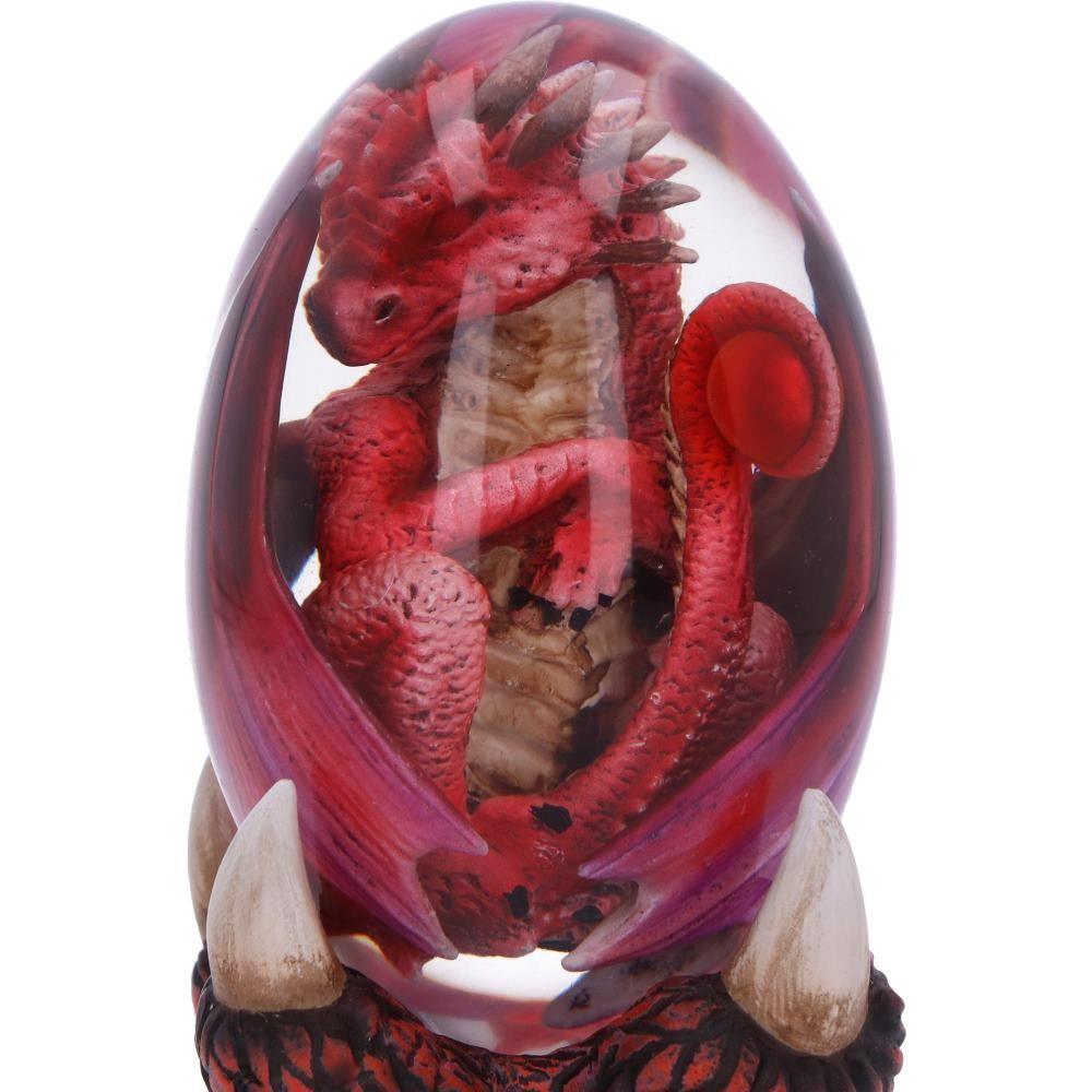 Fire Baby Dragon Egg Figurine - Fantasy Resin Statue Mystical Home Decor 12cm