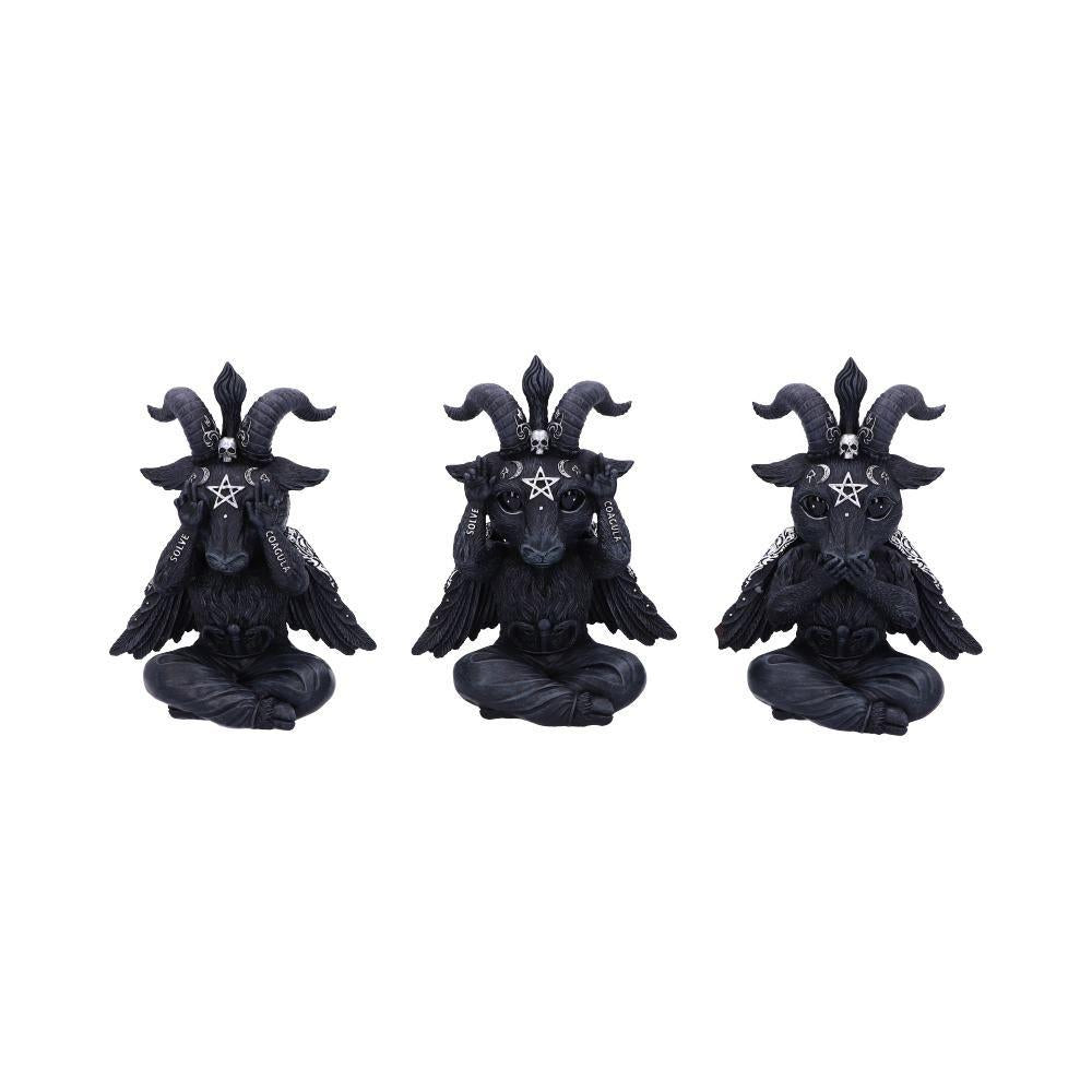 Three Wise Baphomet Set Occult Decor Gothic Horror Home Ornament Fantasy Figurine's