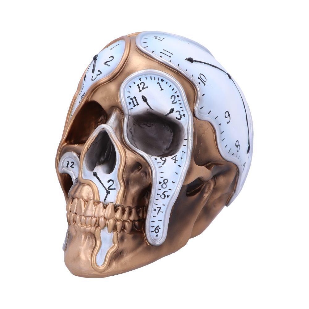 Time Goes By Gothic Clock Skull Ornament 17.5cm  Unique Resin Art Figurine Decor