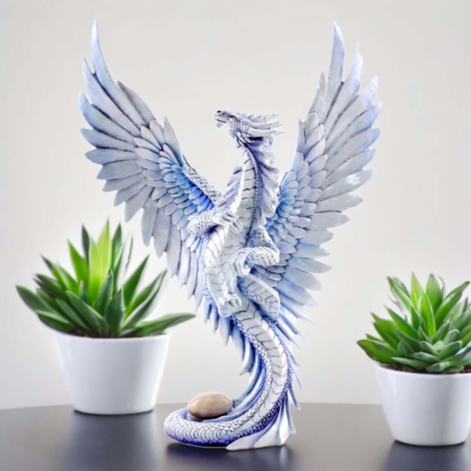 Majestic White Dragon Sculpture by Anne Stokes | Hand-Painted Gothic Fantasy Art | 31.5 cm x 21.5 cm Collectible | High-Quality Resin Figurine | Perfect Gift Boxed-Osiris Craftworks