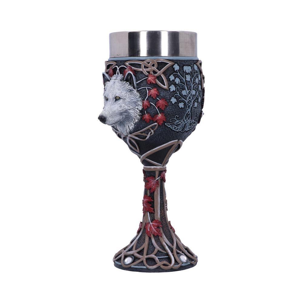 Lisa Parker Guardian of the Fall Goblet – Autumn Wolf Gothic Chalice 19.5cm