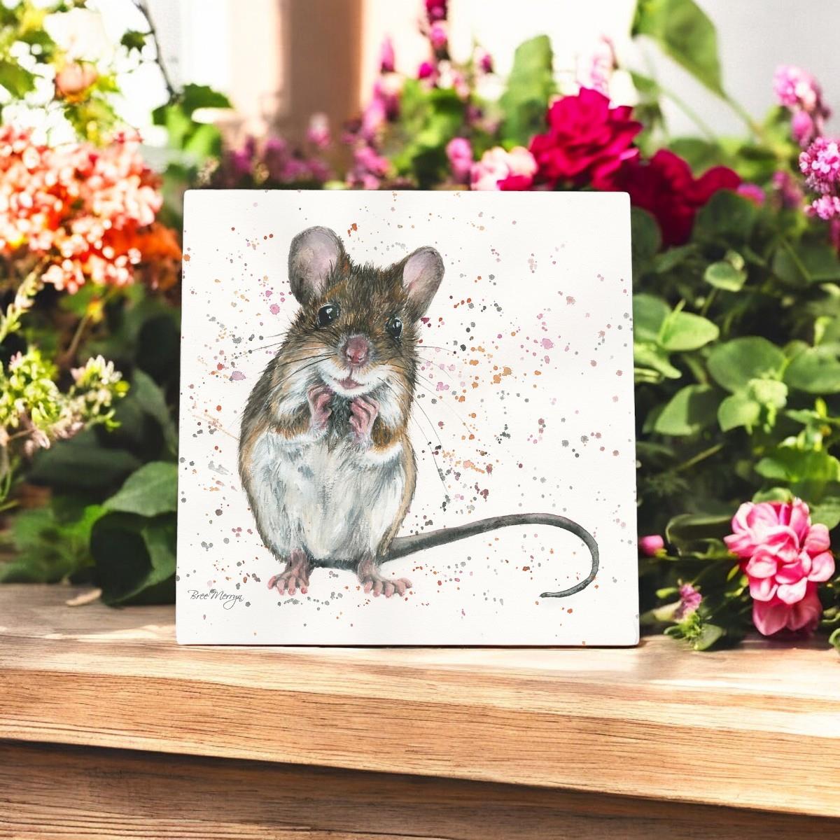 Mimi Mouse’ Ceramic Art Tile by Bree Merryn – 20x20cm Decor