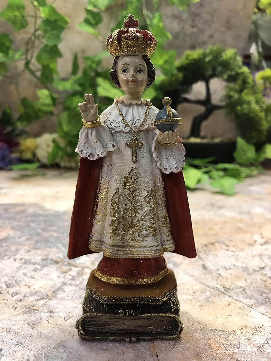 Infant of Prague Lord Saviour Jesus Figurine Resin Statue Religious Ornament Sculpture 13.5 cm