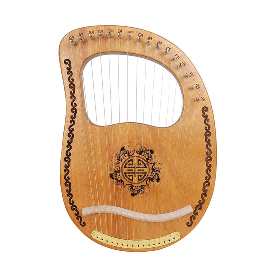 Portable 16-String Lyre Harp - Easy-to-Learn Wooden Harp with Engraved Design, Ideal Musical Instrument for Beginners and Enthusiasts