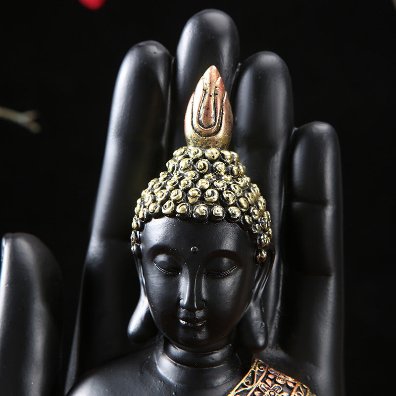 Thai Buddha Hand Statue - Handmade Green Resin Feng Shui Figurine, Meditation Decor for Home, Spiritual Buddhist Sculpture