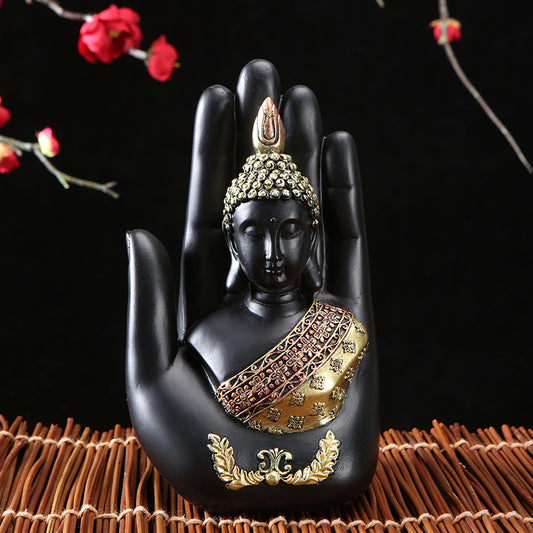 Thai Buddha Hand Statue - Handmade Green Resin Feng Shui Figurine, Meditation Decor for Home, Spiritual Buddhist Sculpture