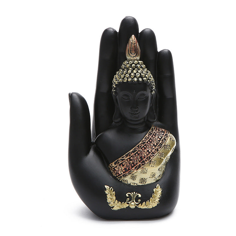 Thai Buddha Hand Statue - Handmade Green Resin Feng Shui Figurine, Meditation Decor for Home, Spiritual Buddhist Sculpture