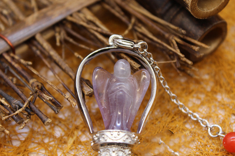 Origin Pink Crystal Fluorite Hexagonal Column Pendant Pendulum