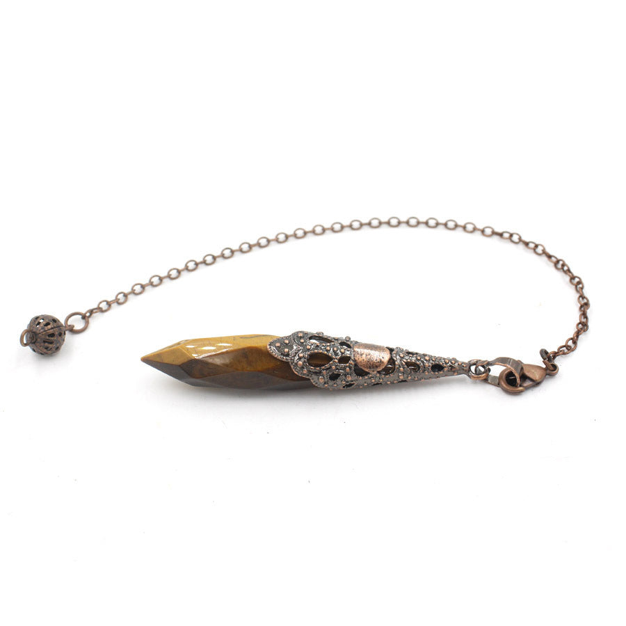 Faceted Crystal Column Pendant Pendulum Bronze Tapered Pendant