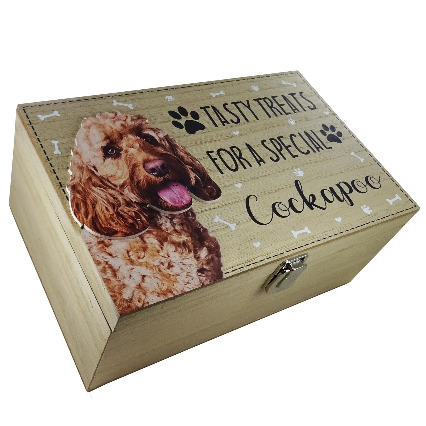 Wooden Cockapoo Dog Treat Box - Perfect for Storing Your Pet's Special Treats