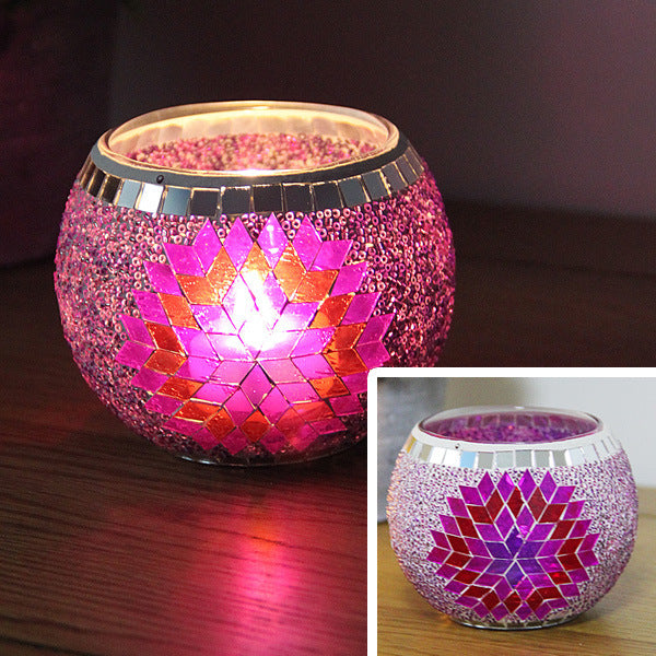 Mosaic glass candle holder