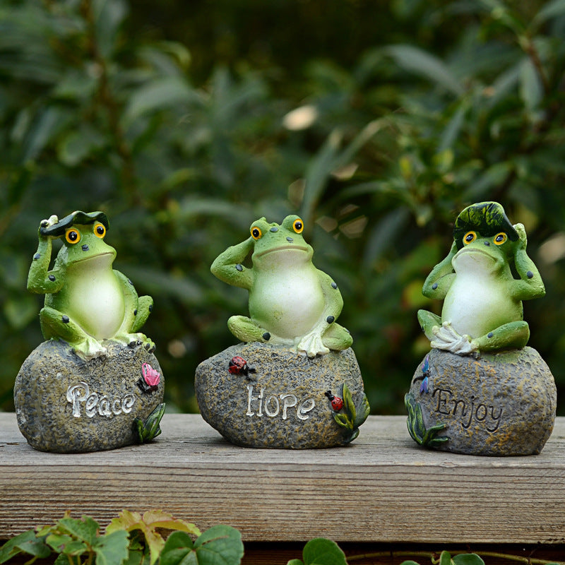 Garden Gardening Pond Landscaping Sign Frog On Stone