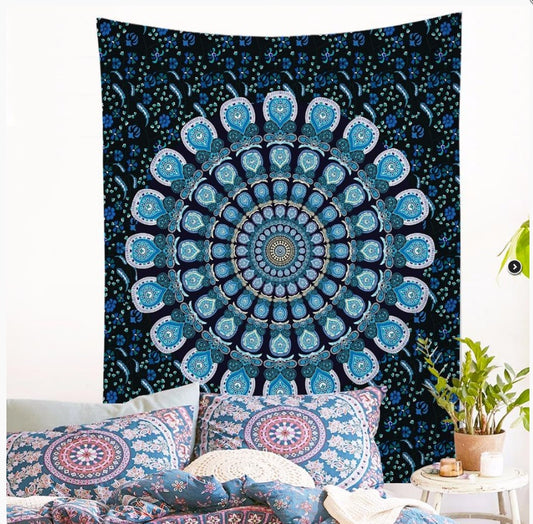 Mandala Tapestry Wall Hanging - Bohemian Printed Wall Decoration for Bedroom or Living Room, Vibrant Boho Home Decor