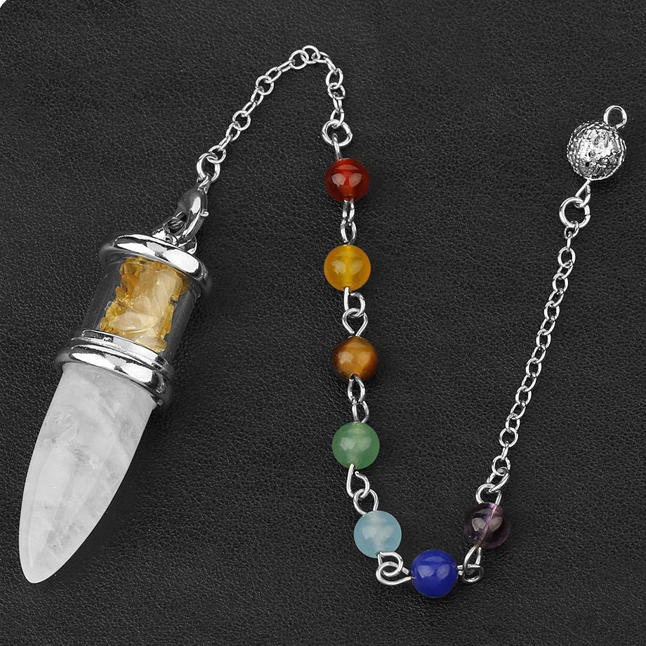 Natural Crystal Pendulum Rough Stone Seven Chakra Necklace Women's Yoga Jewelry