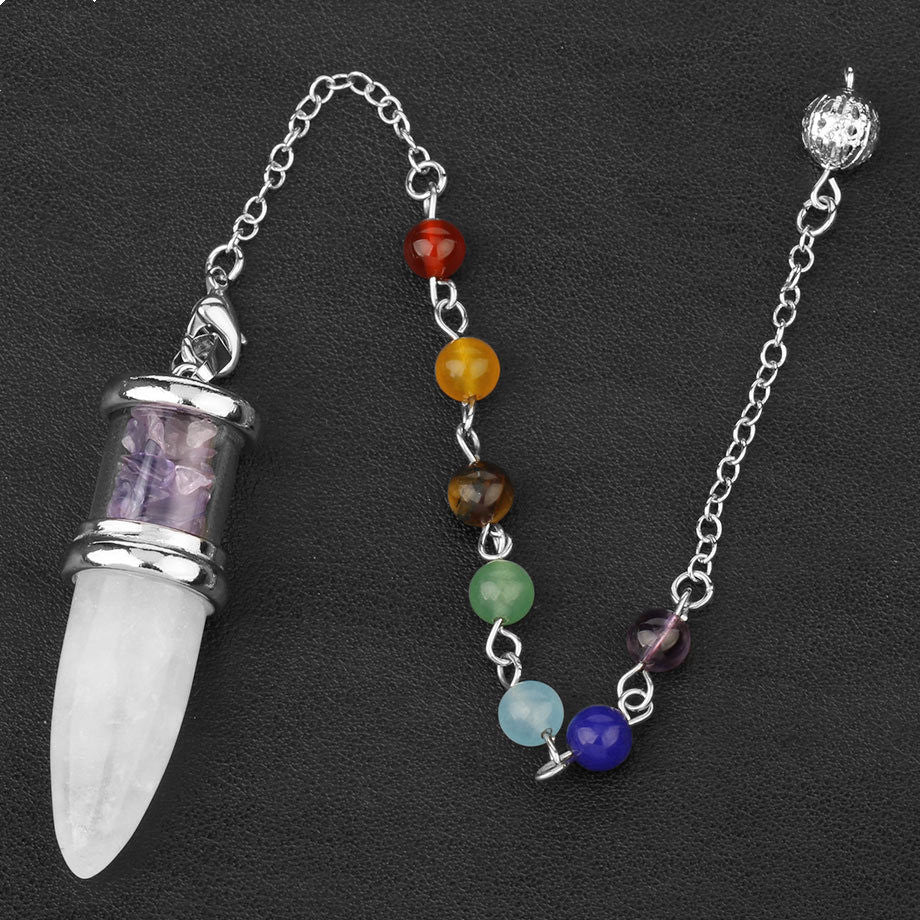 Natural Crystal Pendulum Rough Stone Seven Chakra Necklace Women's Yoga Jewelry